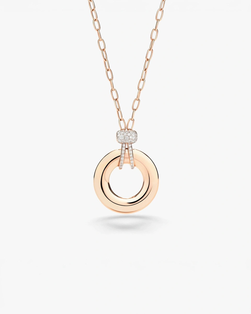 Iconica Necklace in 18K Rose Gold with a Round Design and Brilliant-Cut Diamonds