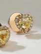 18K Rose Gold Earrings with Fancy Yellow Heart Shaped Diamonds