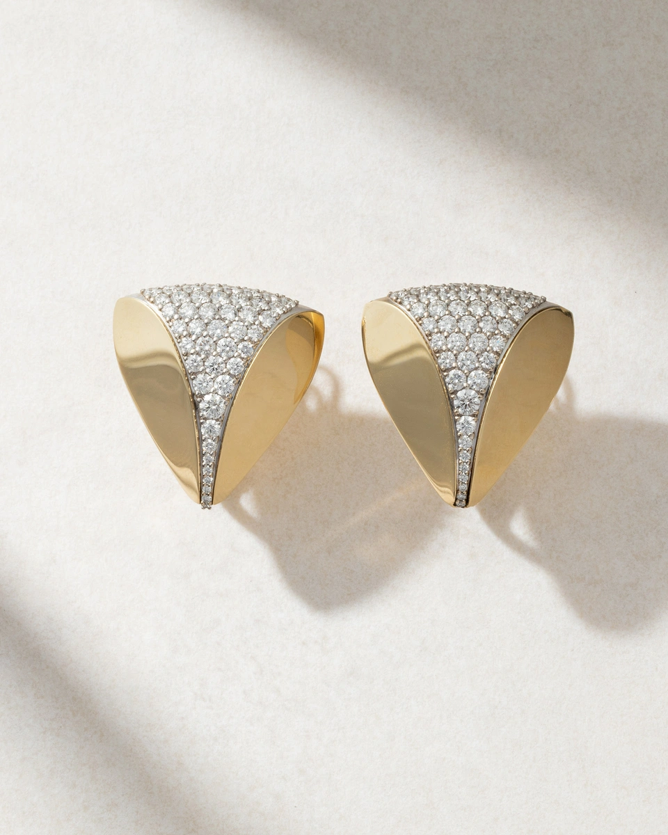 18K Yellow and White Gold Earrings with Diamonds