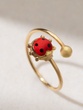 18K Yellow Gold Ladybug Ring with Enamel