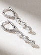 18K White Gold Hoop Earrings with Drop Diamonds