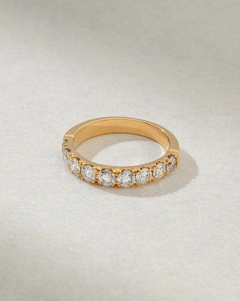 18K Rose Gold Band with Nine Diamonds