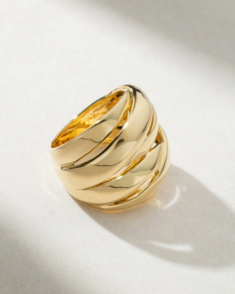 Μεγάλο Δαχτυλίδι Κίτρινο Χρυσό Κ18