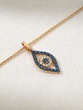 18K Rose Gold Vertical Talisman Necklace with Sapphires and Diamonds