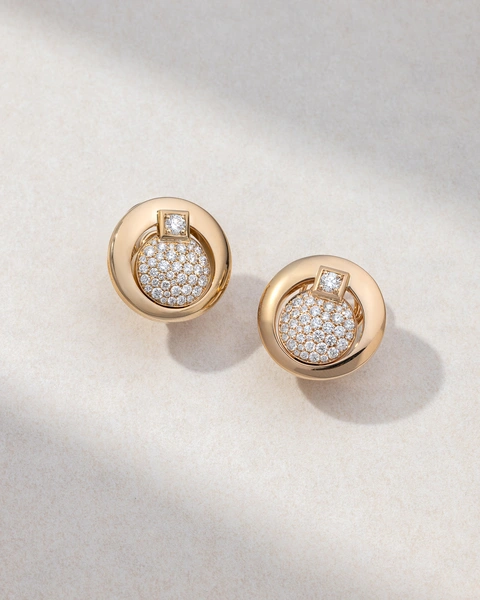 Earrings in 18K Rose Gold with Brilliant Cut Diamonds