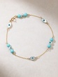 18K Yellow Gold Turquoise and Mother of Pearl Bracelet