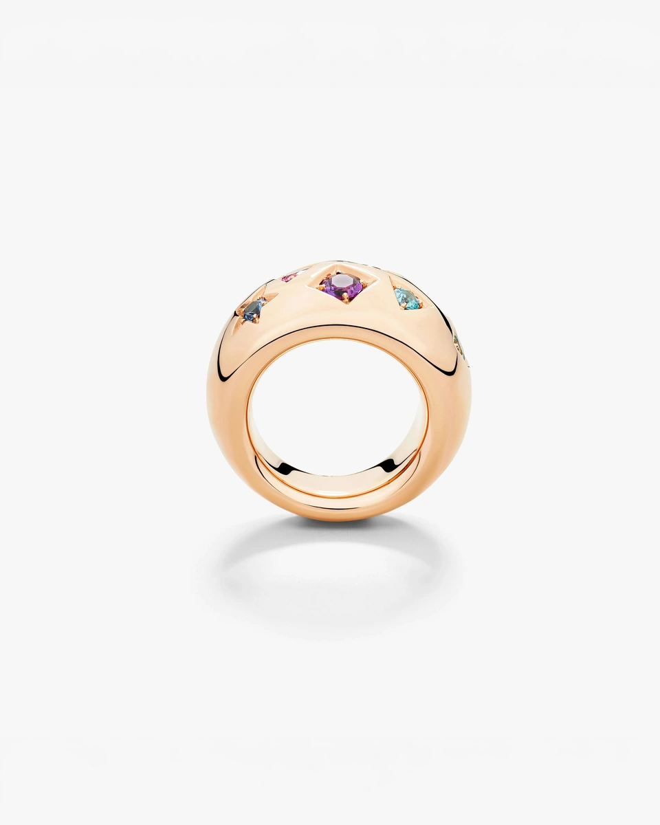 Iconica Ring in 18K Rose Gold with Multicoloured Sapphires, Zircon, Ruby and Amethyst