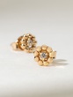 Rose Gold K18 Flower Earrings with Brilliants