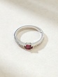 18K White Gold Ring with Oval Ruby and Brilliant Cut Diamonds