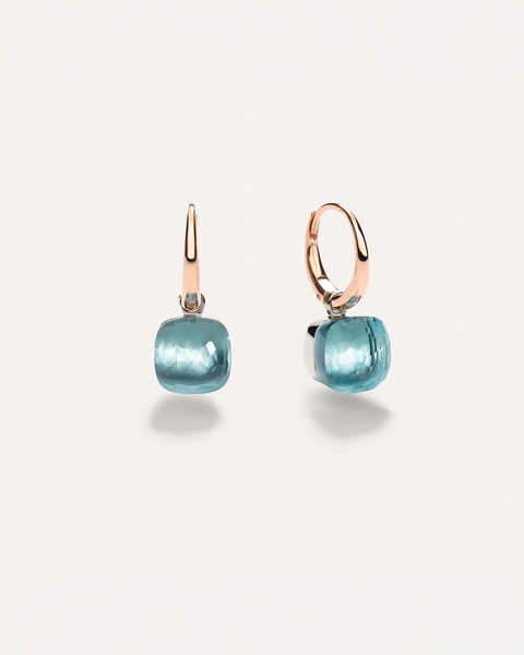 Nudo Earrings in 18k Rose and White gold with 2 sky blue topazes