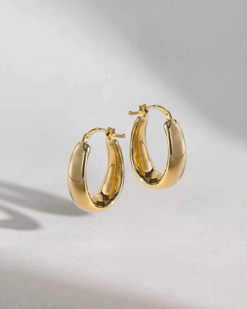 18K Yellow Gold Hoop Earrings - Image 1