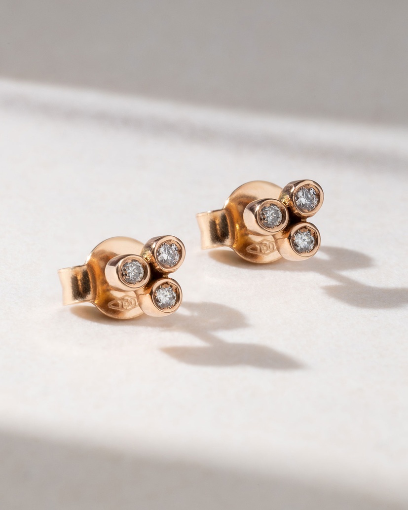 18K Rose Gold Earrings with Brilliant Diamonds