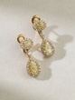 Gold Earrings K18 with Yellow Diamonds and Brilliants