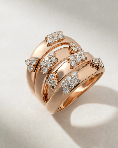 18K Rose Gold Ring with Diamonds