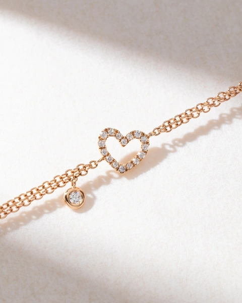 18Κ Rose Gold Bracelet with Diamond Heart